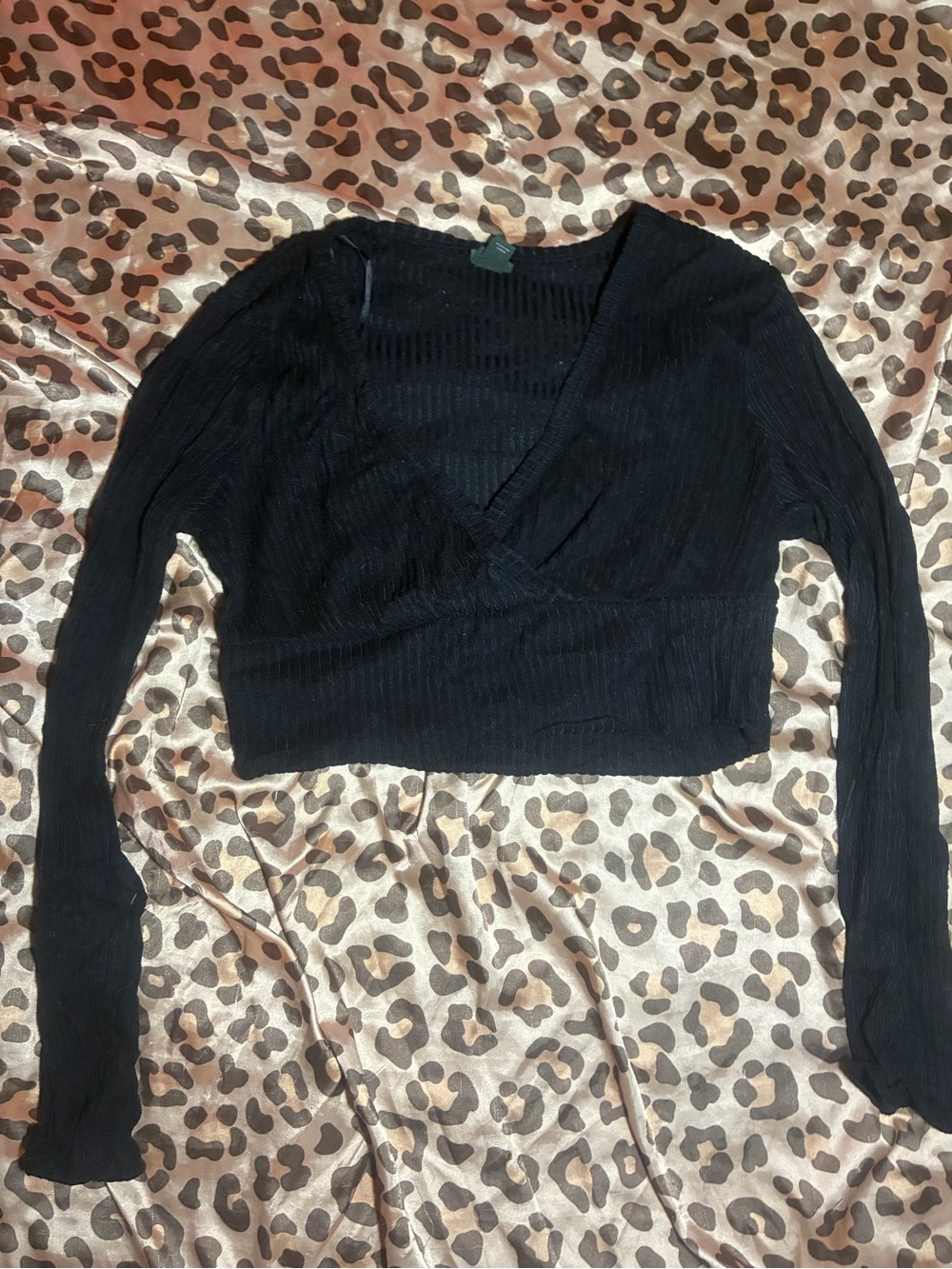⭒ wild fable ribbed long sleeve black crop top